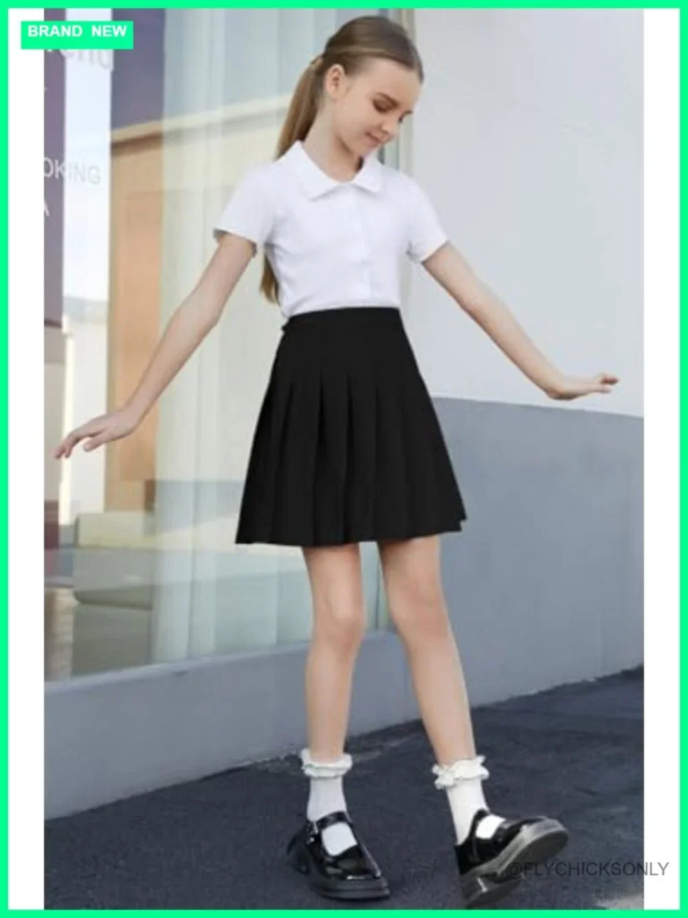 Pleated Skirt with Pockets High Waist Tummy Control Skater Skort